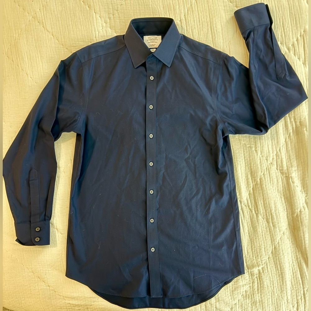 Charles Tyrwhitt Classic Fit Navy Non-Iron Cotton Dress Shirt 15/33